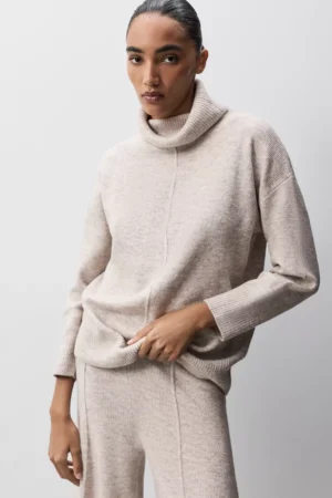 Ribbed roll neck sweater demo